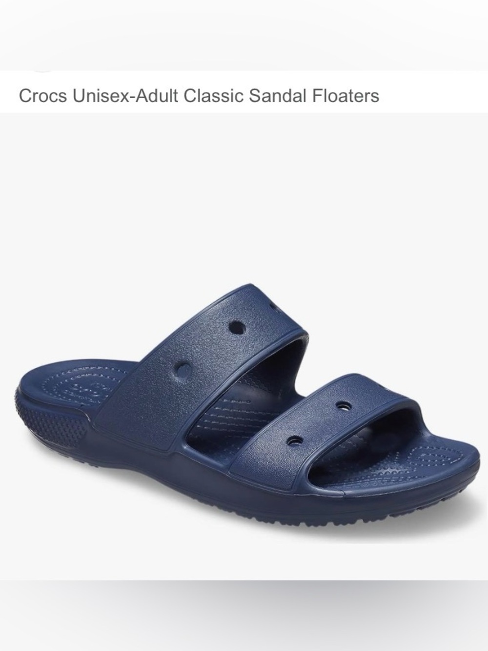 Crocs Iconic Comfort Two-Strap Slide Sandals in Navy women’s size 8 or men’s 6